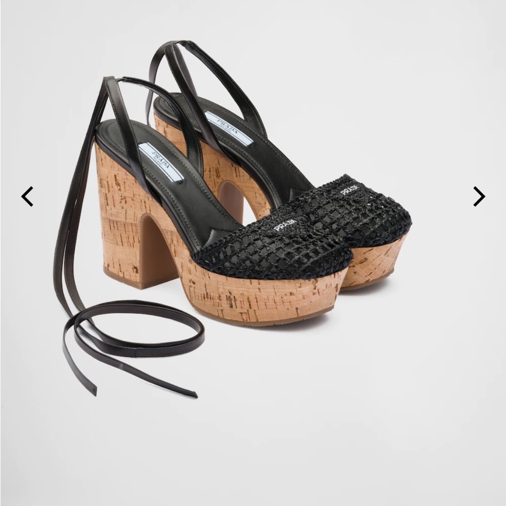 Prada Raffia Wedge Sandals